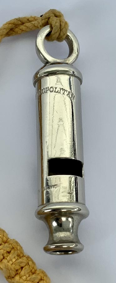 vintage Metropolitan Police Whistle with original cord